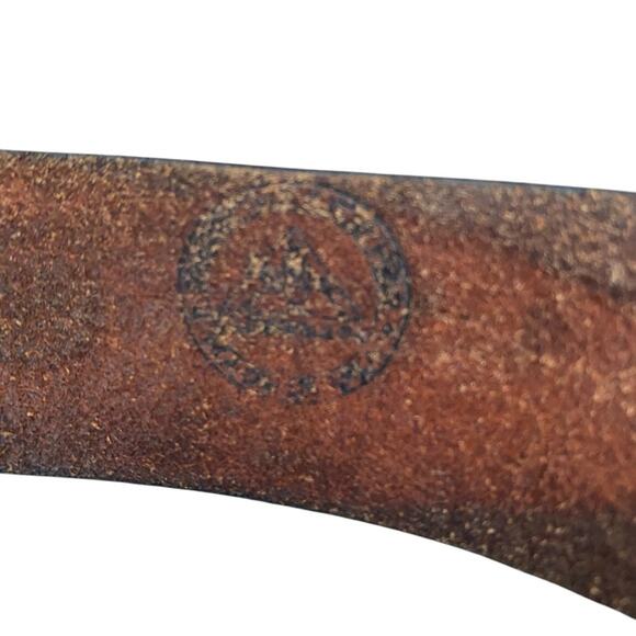 Vintage Leegin Brown Leather Tooled Belt John Lennon Tribute Buckle size medium - Picture 7 of 7